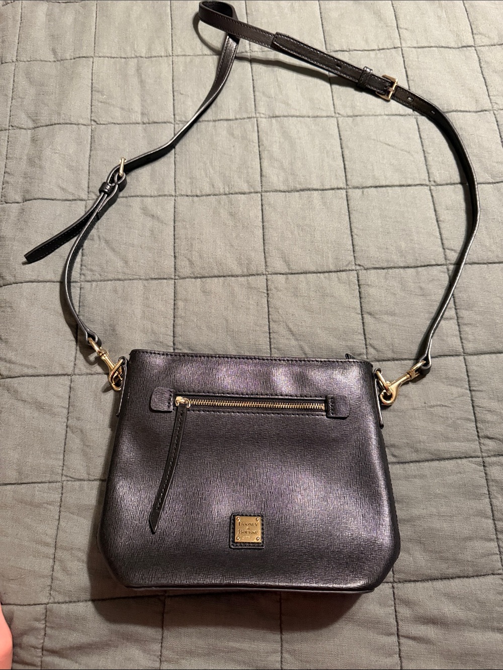 Dooney & Bourke Black Leather Crossbody with Gold Hardware